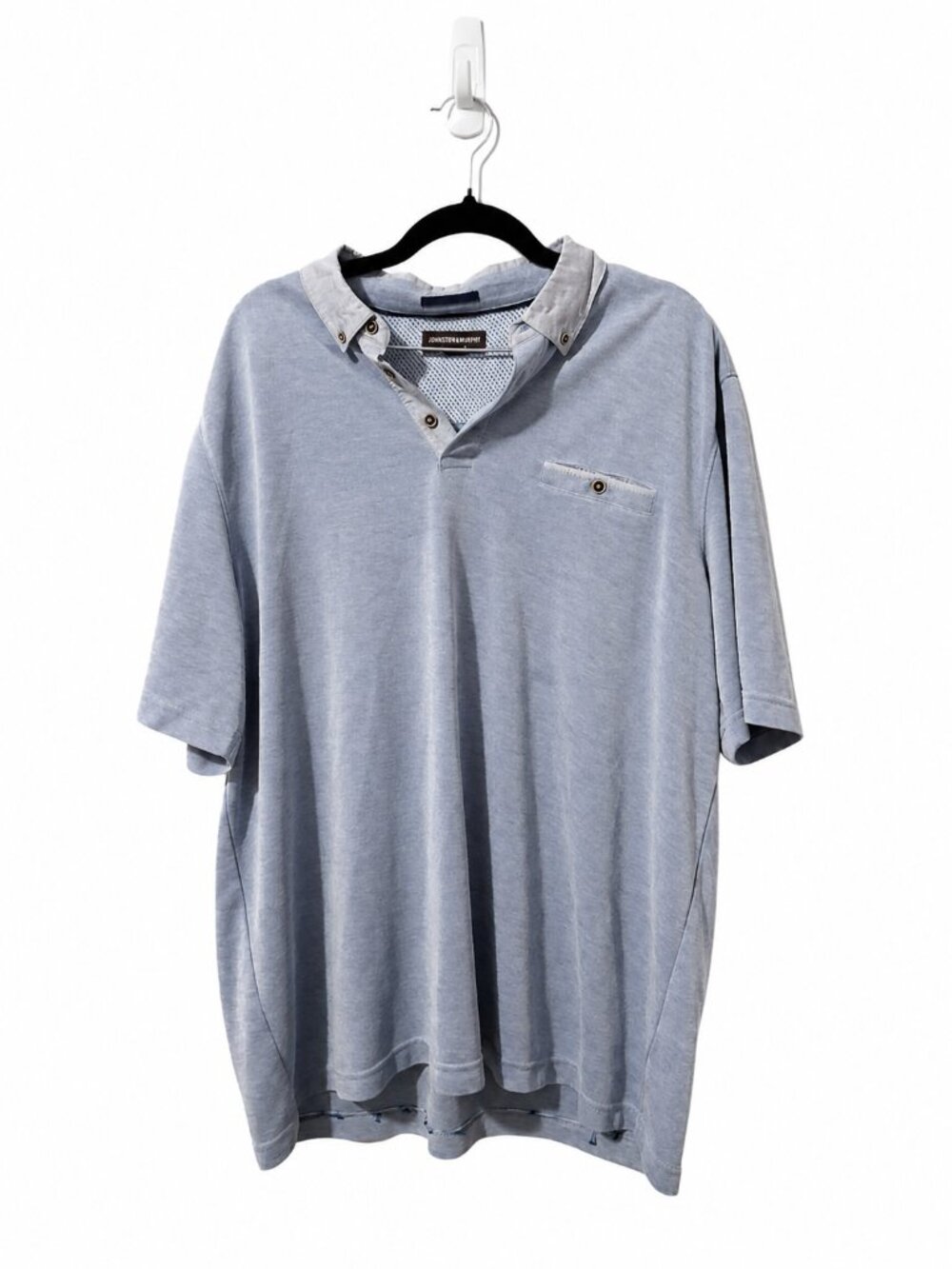 Johnston & Murphy Men’s XL Blue Modal Blend Button Collar Pocket Polo